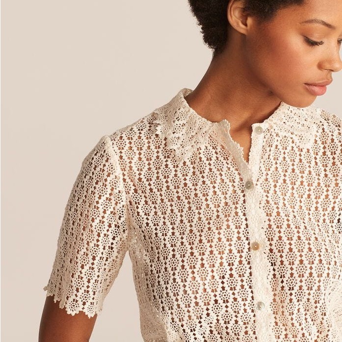 Rebecca Taylor Pina Embroidered Shirt. Size Xs. Cream Color